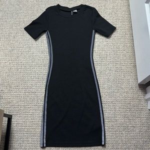 Divided Tight Black Dress with side strips XS